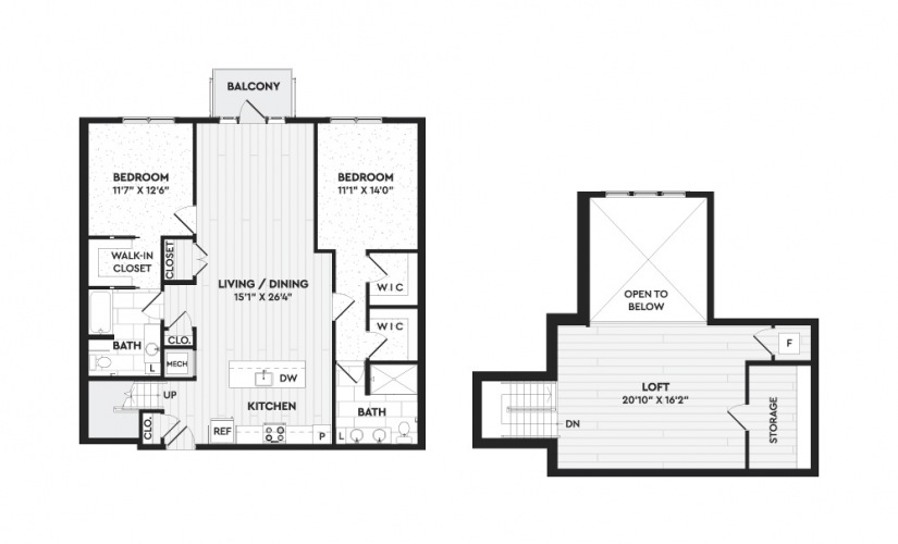 B10+L - 2 bedroom floorplan layout with 2 bathrooms and 1912 square feet