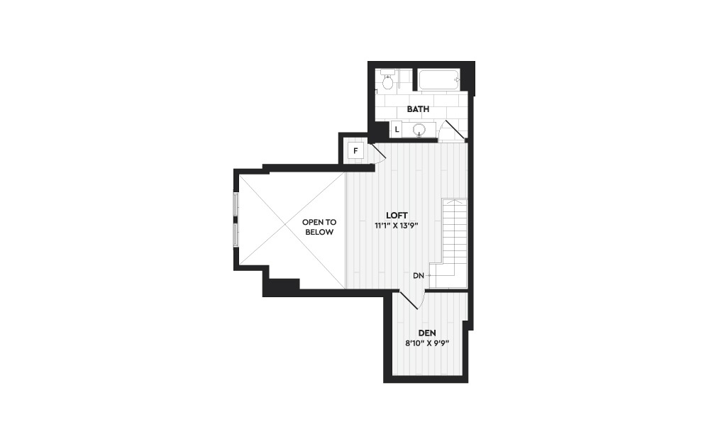 B3+L - 2 bedroom floorplan layout with 3 baths and 1576 square feet. (Floor 2)