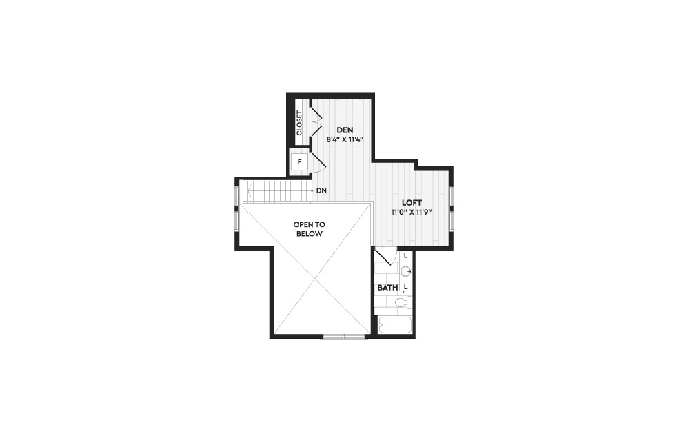 B6+L - 2 bedroom floorplan layout with 3 baths and 1523 square feet. (Floor 2)